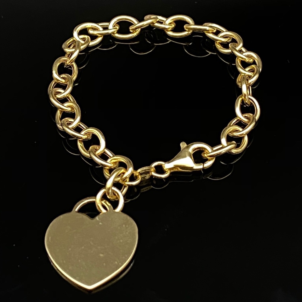 18K Yellow Gold Over Sterling SilverHeart Bracelet